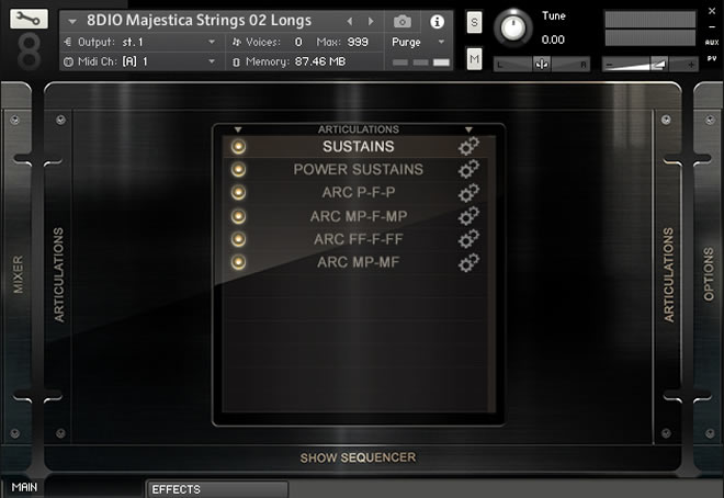 action strings komplete s49 change from staccato